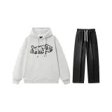 Комплект одежды (Свитшот серого цвета Фотиния + Черные джинсы)