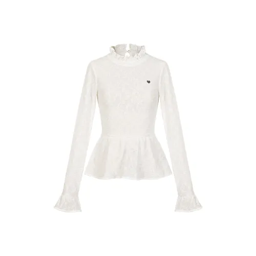 Umoumo Расклешенный рукав T-рубашка Женская Белая