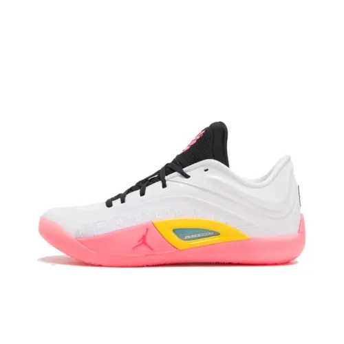 Джордан Zion 4 Амортизация Устойчивый к истиранию Дышащие Низкие Баскетбольные кроссовки Мужские Розовые Белые