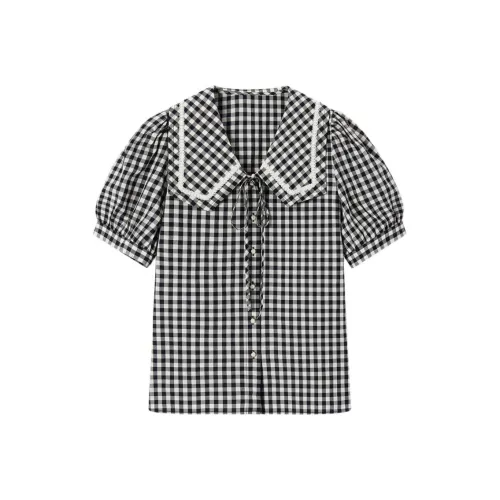 EICHITOO Рубашка Женская Черная Клетка