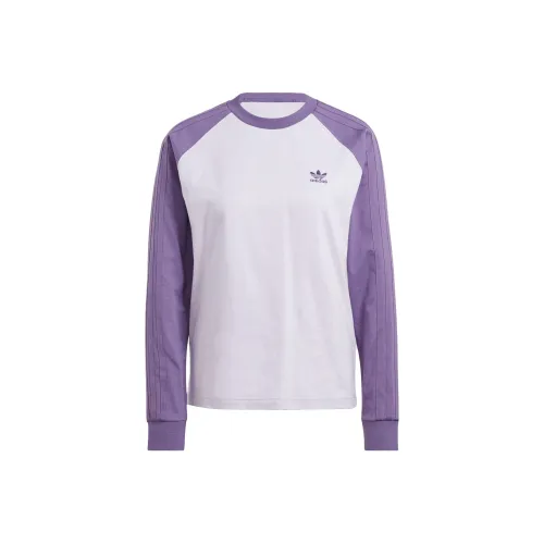 Adidas Originals Рукав реглан T-рубашка Женская Фиолетовая