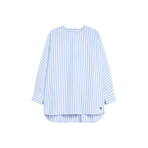 WEEKEND MaxMara Emanuel Коллекция Хлопковый поплин Блоуза Рубашка Женская Светло-Синяя