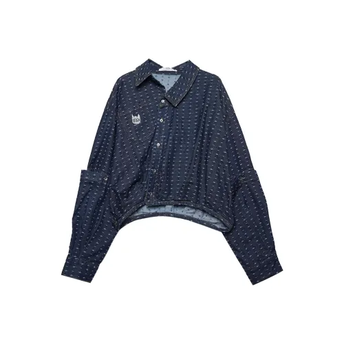 MUGUOGUOMU Рубашка Женская Темно-Джинсовый Синий