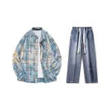 Set (Blue/White Tops + Dark Blue Jeans)  
Комплект (Синий/Белый Топы + Темно-Синие Джинсы)