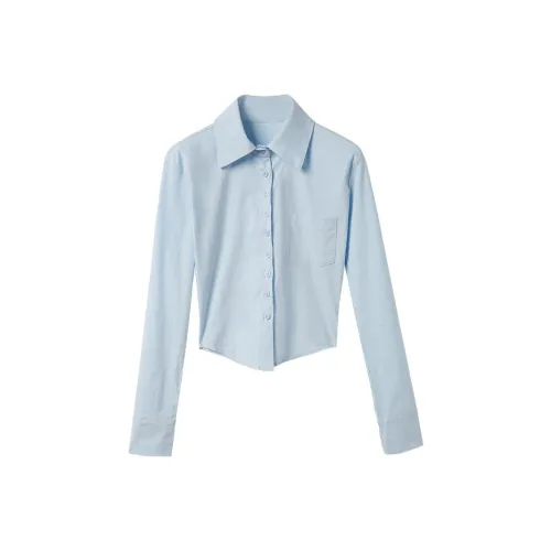 YITOUAGUA Blue Women's Shirts YITOUAGUA Синий Женские Рубашки