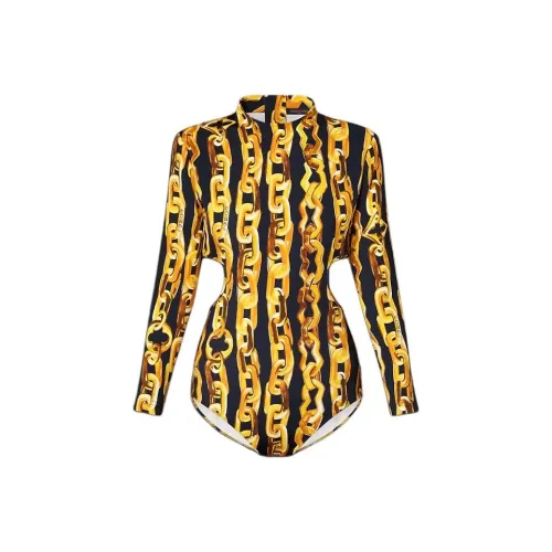 LOUIS VUITTON Цепочка с принтом вырез тело комбинезон женский желтый