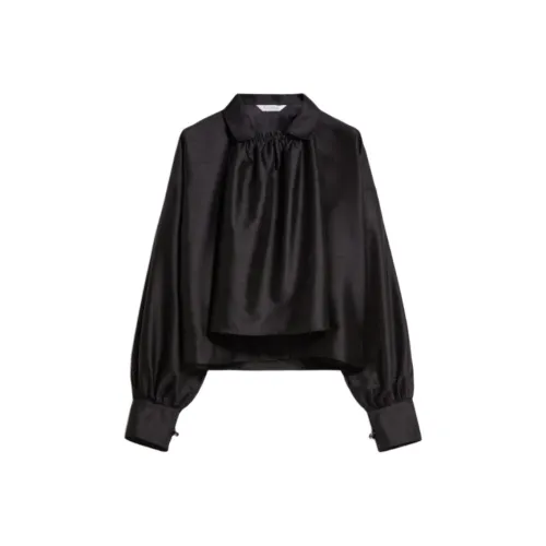 MaxMara Callas Collection Шantung Шелк And Хлопок Рубашка Женская Черная