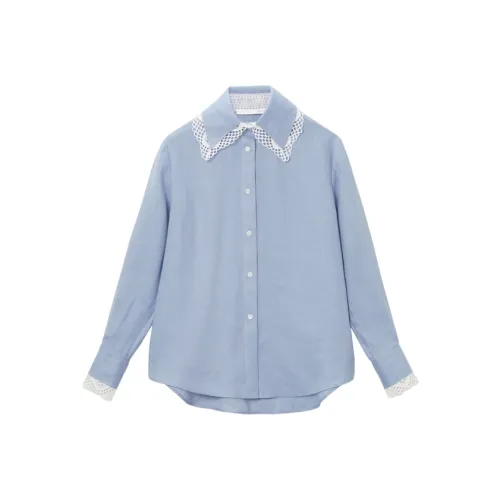 OVV Джинсовый синий Однотонный 13 Женские Рубашки