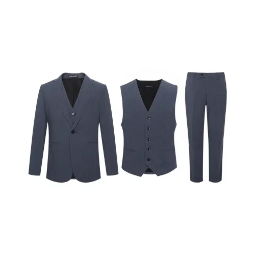 LESS IS MORE SS25 Бизнес-костюм Мужской Серый Синий Градиент