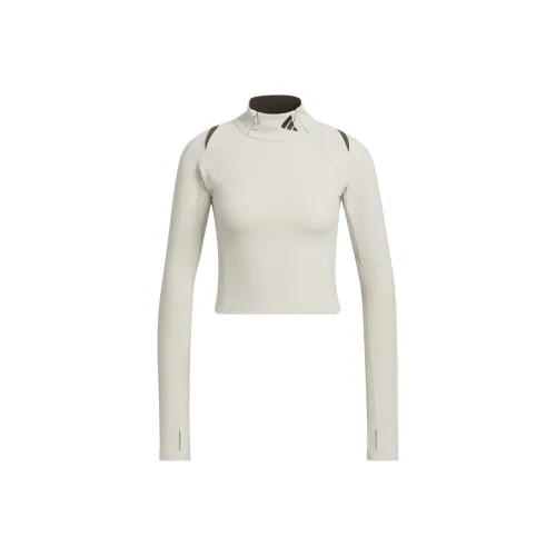 Adidas FW24 Рукав реглан T-рубашка Женская Светлый кунжутный Земляной серый