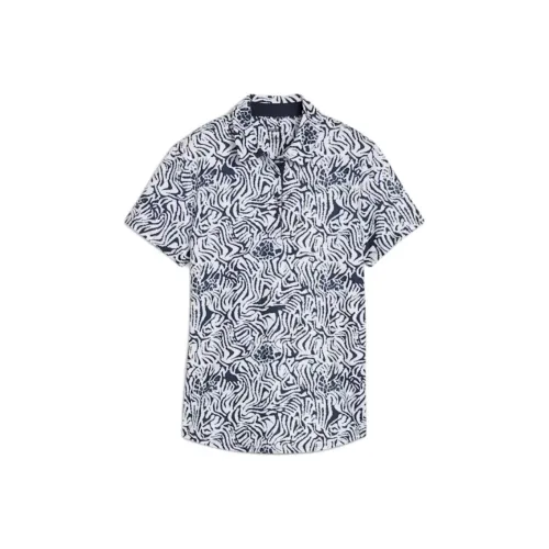 PUMA CLOUDSPUN Зебра Короткий рукав GOLF Рубашка Женская Белая Светящийся Темно-морской Синий