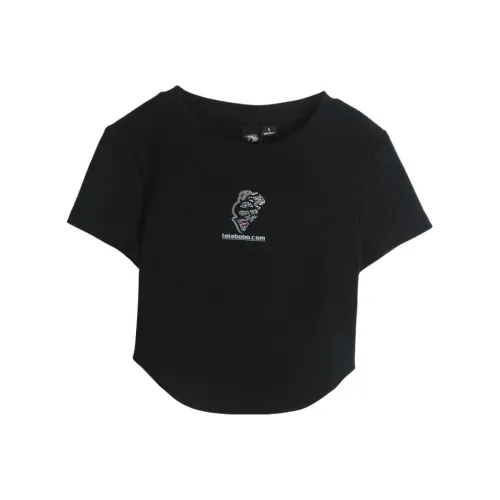 LALABOBO Т-рубашка с оборванным рукавом женская черная