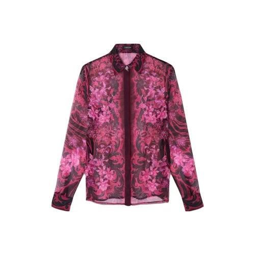 VERSACE Фуксия Цветочный Дизайн Женские Рубашки