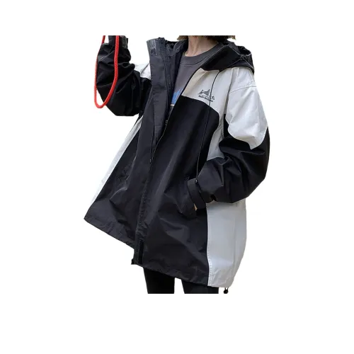 NANING9 Куртки Пальто Женские Черный Белый