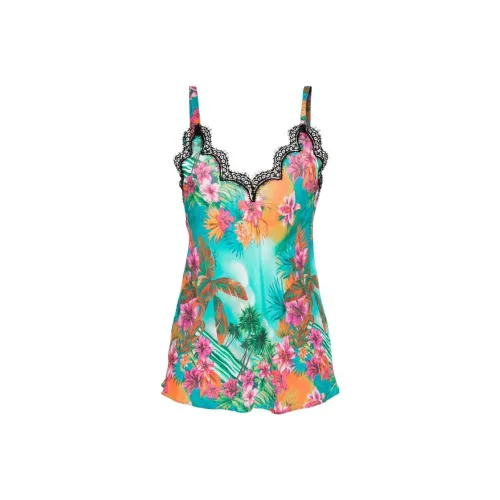 Roberto Cavalli SS24 Топ на бретелях Женский Аква Зеленый