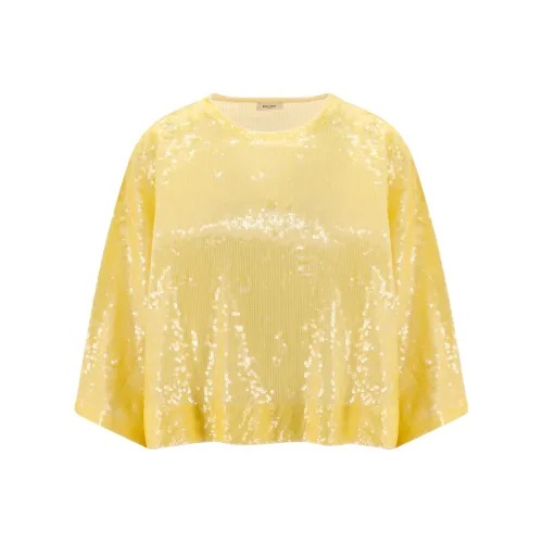 CELINE SS23 Рукав с оборванным плечом T-рубашка Женская Желтая