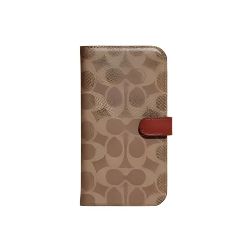 COACH Folio Покрытый холст Чехол для телефона Мерч Унисекс Хаки Красный