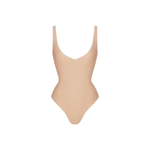 SKIMS Центральная часть Без подкладки Plunge Стринг BODYSUIT Комбинезон Женские CLAY CLAY