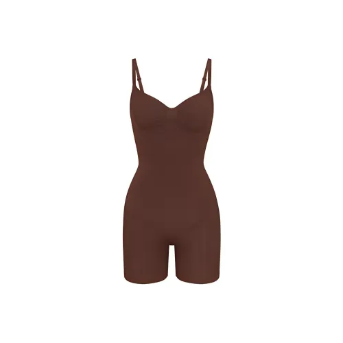 SKIMS Бесшовный Sculpt MID Бедро Комбинезон BODYSUIT Женский Какао Какао