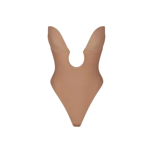 SKIMS DEEP Plunge Корректирующее белье BODYSUIT Комбинезон Женские Sienna Охра
