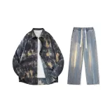 Set (Light Purple Shirts + Vintage Blue Jeans)  
Комплект (Светло-фиолетовые рубашки + винтажные синие джинсы)