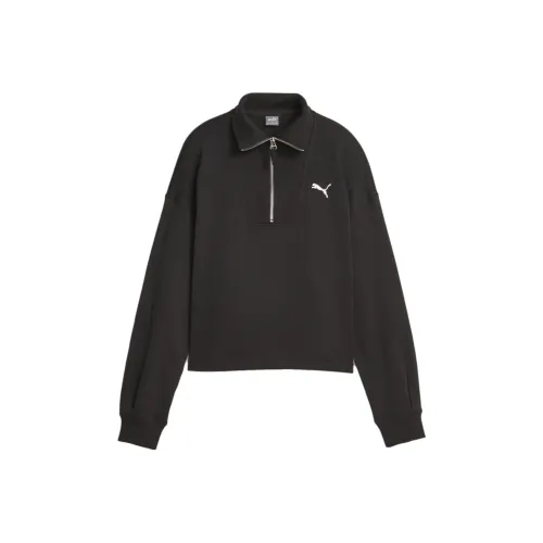 PUMA HER Женская High Neck Полузастежка Толстовка Куртка Женская Черная