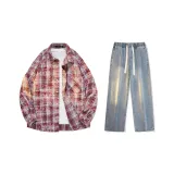 Set (Красный топ + Винтажные синие джинсы)