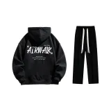 Комплект (Черный с флисовой подкладкой + Черные повседневные штаны)