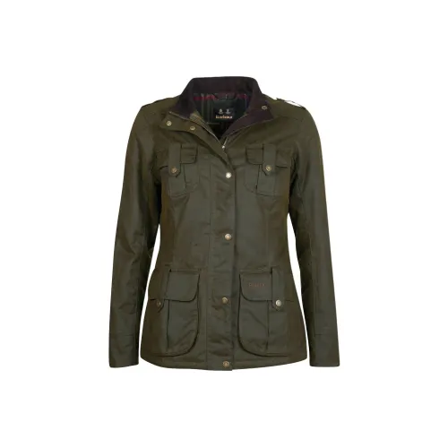 BARBOUR Зимний Defence Waxed Хлопок Куртка Куртки Пальто Женские Оливково-зеленый