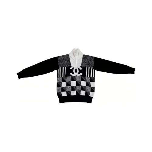 CHANEL Черный/Белый Женские кашемировые свитеры