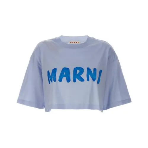 MARNI Т-рубашка с оборванным рукавом женская синяя