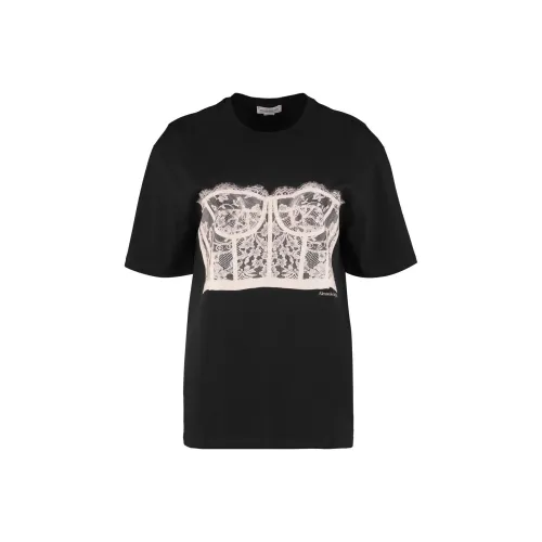 Alexander McQueen SS23 Рукав с оборванным плечом T-рубашка Женская Черная