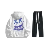 Комплект одежды (Белый свитшот + Черные штаны)