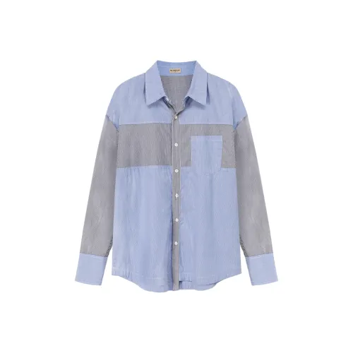 NO ONE ELSE Рубашка Унисекс Синие Полосы Цветочный