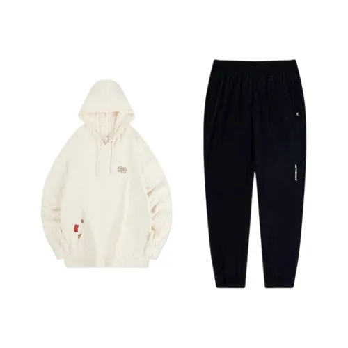 QIAODAN Комплект толстовки унисекс кремово-белый