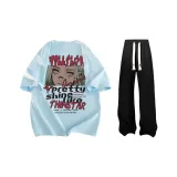 Комплект одежды (Светло-синяя рубашка с коротким рукавом + черные повседневные штаны)