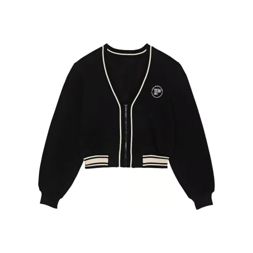 Victoria's Secret Розовый Цвет плюща Флис Передняя часть Zip Кардиган Чисто черный Свитшот Женские Чисто черный