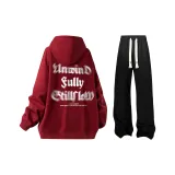 Бордовый + Черный Повседневные Штаны