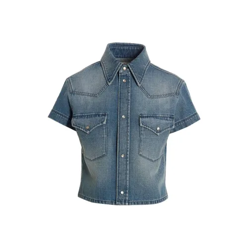 SAINT LAURENT SS23 Рубашка Женская Синяя