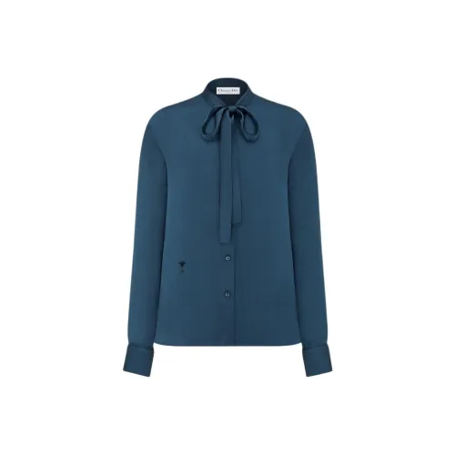 DIOR Ascot Blouse Рубашка Женская Синяя