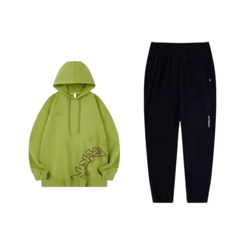 QIAODAN Комплект толстовки унисекс с рельефным узором зеленый цвет "Росток"