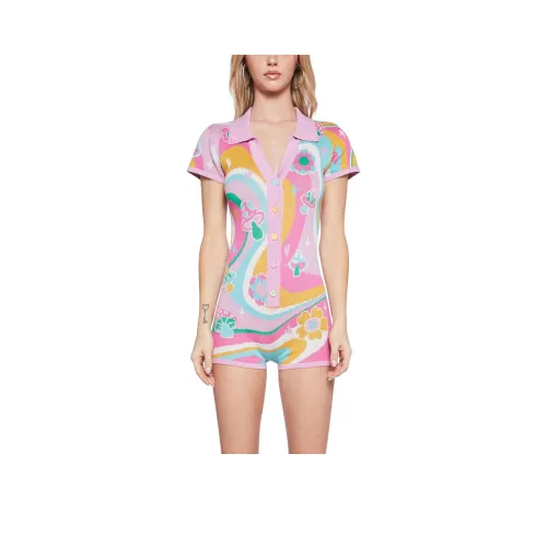 Dolls Kill Sugar Thrillz Riding The Rainbow KNIT Romper Комбинезон Женские MULTI Многоцветный