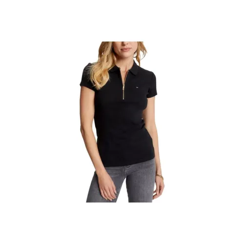Tommy Hilfiger Slim Fit Essential Zip POLO T Рубашки Поло Темный Sable Polo Женские Черный