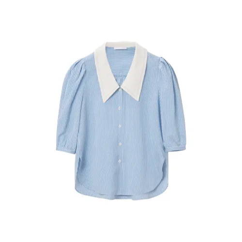 OVV Светло-синий Полосы 14 Женские Рубашки