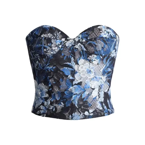 Polo Ralph Lauren Июнь Цветочный Кружево Без бретелей Блузка Без бретелей Топ Женские Темно-синий