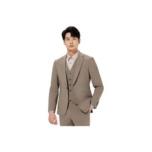 LESS IS MORE Бизнес-костюм Мужской Хаки Серый 25CXF121SA Топ+Жилет+Низ