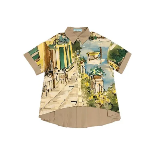 HOWL STUDIO Хаки Принт Женские Рубашки