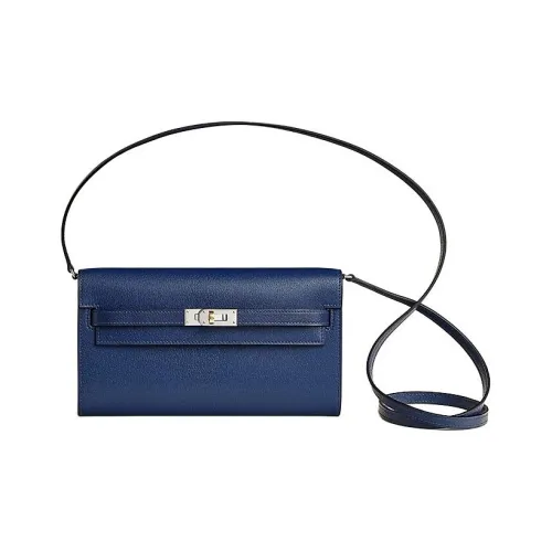 HERMES Kelly To Go Chamkila шевро Кошелек Женские 73 BLEU Saphir Сапфирово-синий