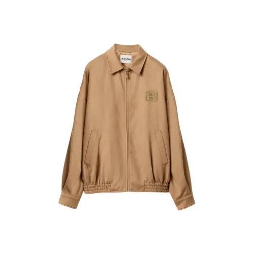 MIU MIU FW24 Куртки и Пальто Женские CAMEL