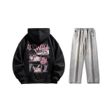 Комплект (Черный с флисовой подкладкой + Светло-синие джинсы)